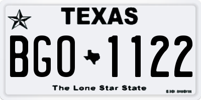 TX license plate BGO1122
