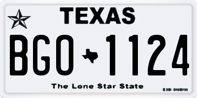 TX license plate BGO1124