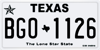 TX license plate BGO1126