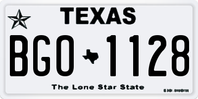 TX license plate BGO1128