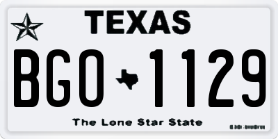 TX license plate BGO1129