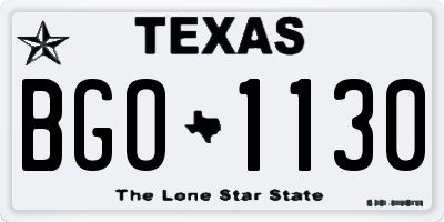 TX license plate BGO1130