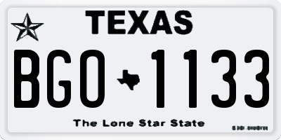 TX license plate BGO1133