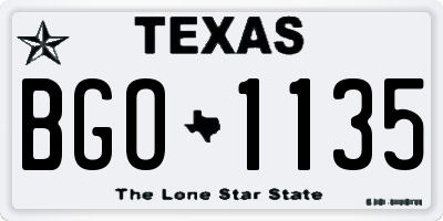 TX license plate BGO1135