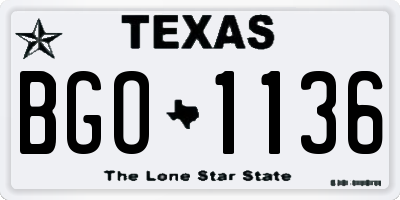 TX license plate BGO1136
