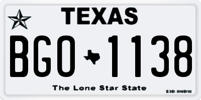TX license plate BGO1138