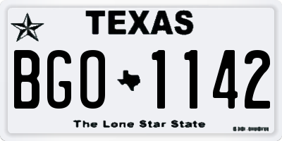 TX license plate BGO1142