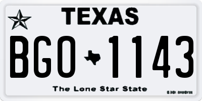 TX license plate BGO1143