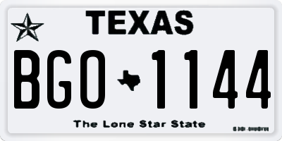 TX license plate BGO1144