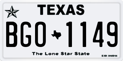TX license plate BGO1149