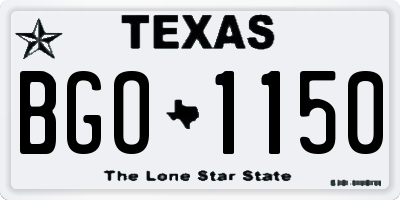 TX license plate BGO1150