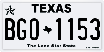 TX license plate BGO1153