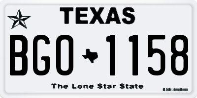 TX license plate BGO1158