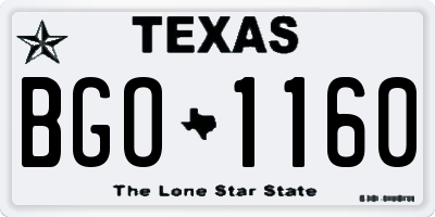 TX license plate BGO1160