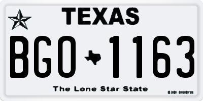 TX license plate BGO1163