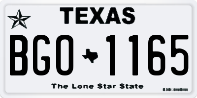 TX license plate BGO1165