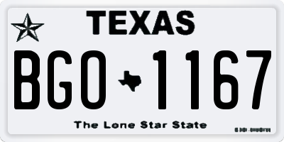 TX license plate BGO1167