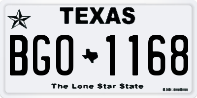 TX license plate BGO1168