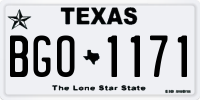 TX license plate BGO1171