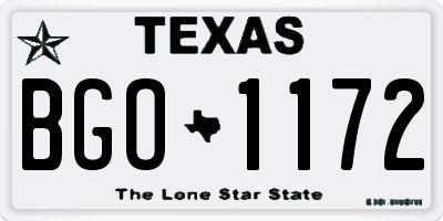 TX license plate BGO1172