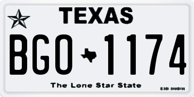 TX license plate BGO1174