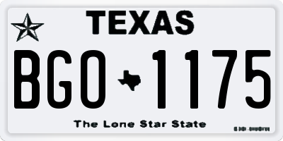TX license plate BGO1175