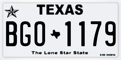 TX license plate BGO1179
