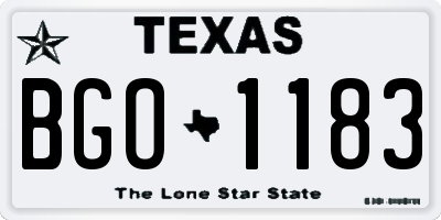 TX license plate BGO1183