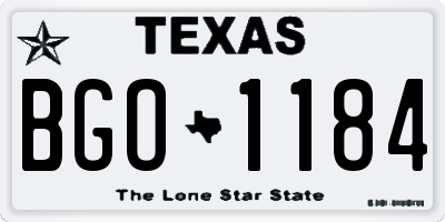 TX license plate BGO1184