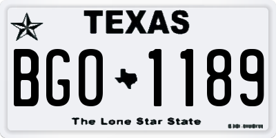 TX license plate BGO1189