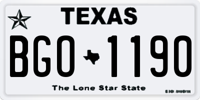TX license plate BGO1190
