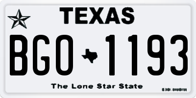 TX license plate BGO1193