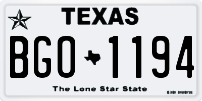 TX license plate BGO1194