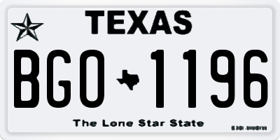 TX license plate BGO1196