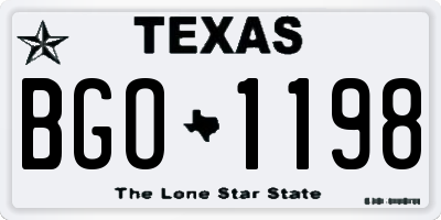 TX license plate BGO1198