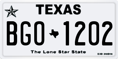 TX license plate BGO1202