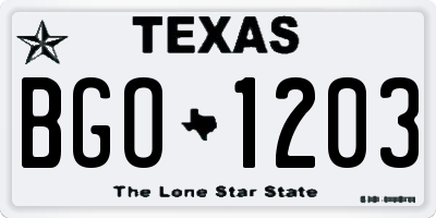 TX license plate BGO1203