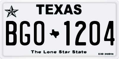 TX license plate BGO1204