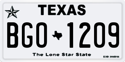TX license plate BGO1209