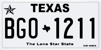 TX license plate BGO1211