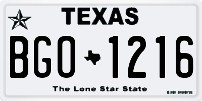 TX license plate BGO1216