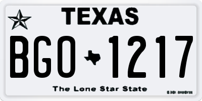 TX license plate BGO1217