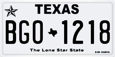 TX license plate BGO1218