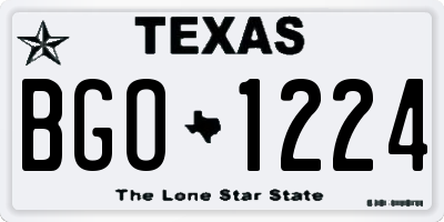 TX license plate BGO1224