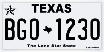 TX license plate BGO1230