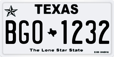 TX license plate BGO1232