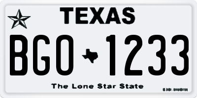 TX license plate BGO1233