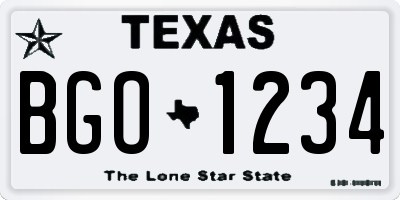 TX license plate BGO1234