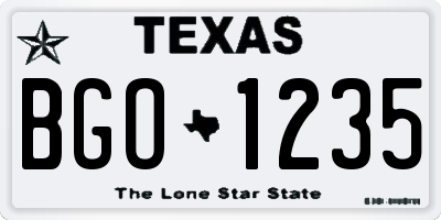 TX license plate BGO1235