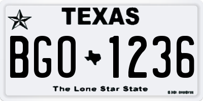 TX license plate BGO1236